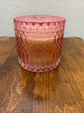 Pink Faceted Glass Jar Candle with Lid
